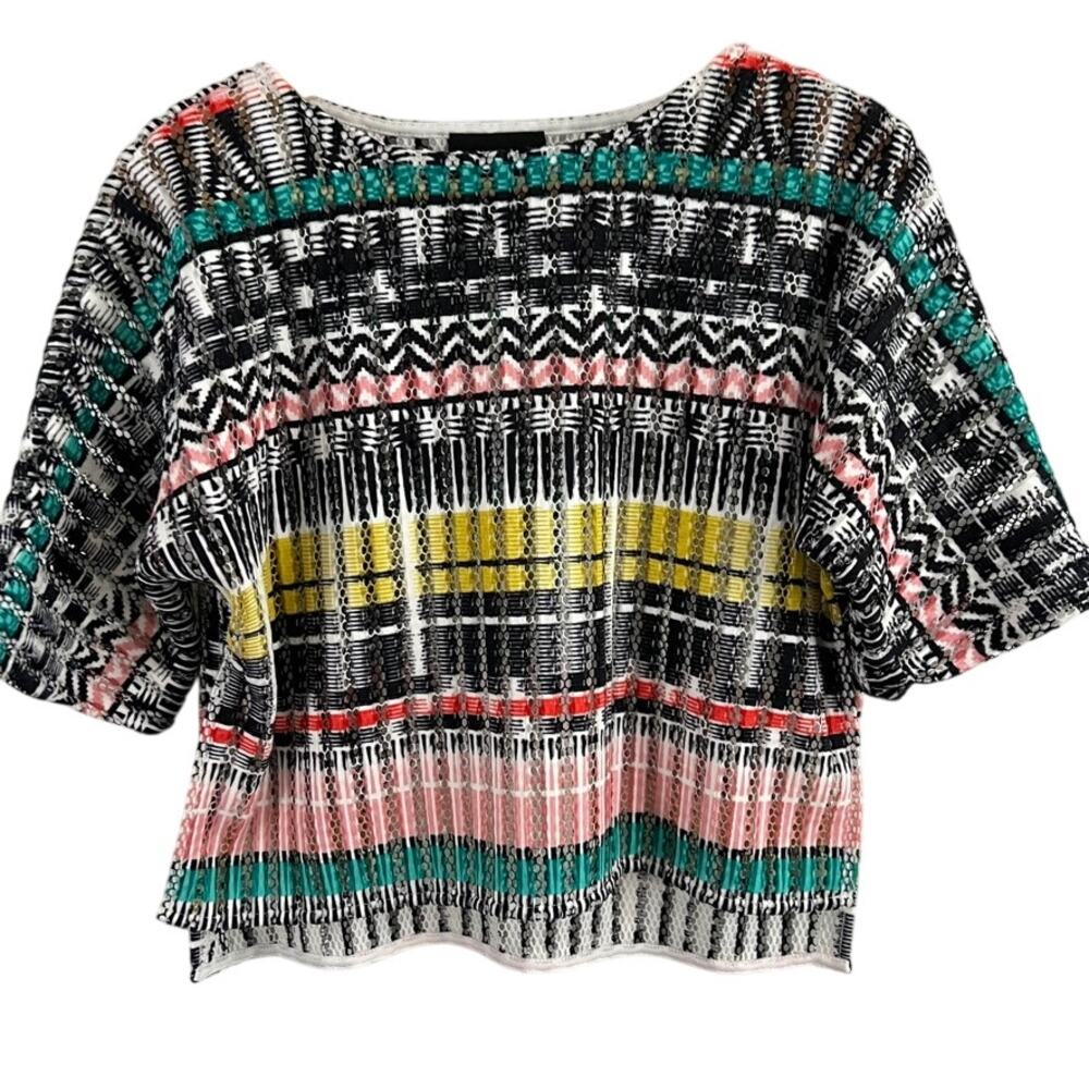 Romeo & Juliet Couture Crop‎ Short Sleeve Mesh Top Women Size Small